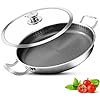 Vinchef Skillet with Lid 13 Inch Stainless Steel Pan, PFOA Free, Dishwasher and Oven Safe Cookware, Cooking Pan for Induction Compatible