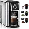 SIFENE Single Serve Coffee Maker, 3-in-1 Quick Brew for Coffee Pods, Ground Coffee, & Loose Tea, 6-12oz Cup Sizes, 50oz Removable Water Tank, 1150W, Compact, Black