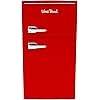 West Bend Mini Fridge with Freezer Retro-Styled for Home Office or Dorm, Features Dual Doors Removable Glass Shelves Manual Defrost and Mechanical Adjustable Temperature Control, 3 Cu.Ft, Red