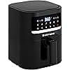 West Bend Compact Air Fryer 5-Quart Capacity with Digital Controls and 10 Cooking Presets, Nonstick Frying Basket, 1500-Watts, Black