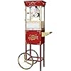 Matinee Popcorn Machine with Cart - 8oz Popper with Stainless-Steel Kettle, Warming Light, and Accessories by Great Northern Popcorn (Red)