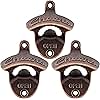 Luwanburg Rustic Bottle Opener Wall Mounted Beer Cap Opener Cheers, Mountable Soda Bottle Top Opener Antique Copper (Pack of 3)