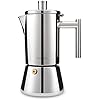 Easyworkz Diego Stovetop Espresso Maker Stainless Steel Italian Coffee Machine Maker 4Cup 6.8 oz Induction Moka Pot