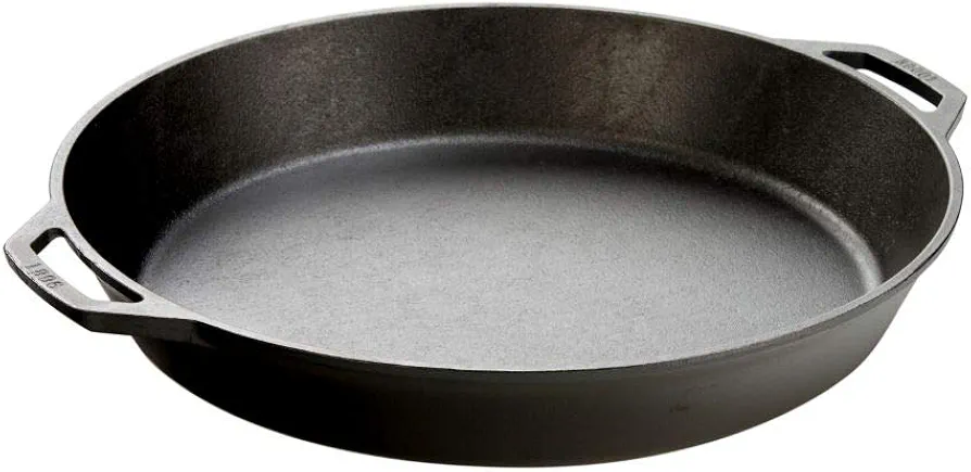 Lodge 17 Inch Pre-Seasoned Cast Iron Skillet - Dual Assist Handles - Use in the Oven, on the Stove, on the Grill, or Over a Campfire - Black