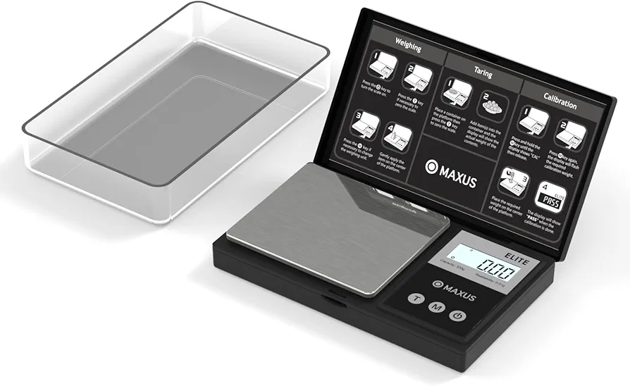 MAXUS Precision Pocket Scale 500g x 0.01g, Digital Gram Scale with Tray, Small Food Scale, Jewelry Scale, Ounces Grains Scale with Backlit LCD