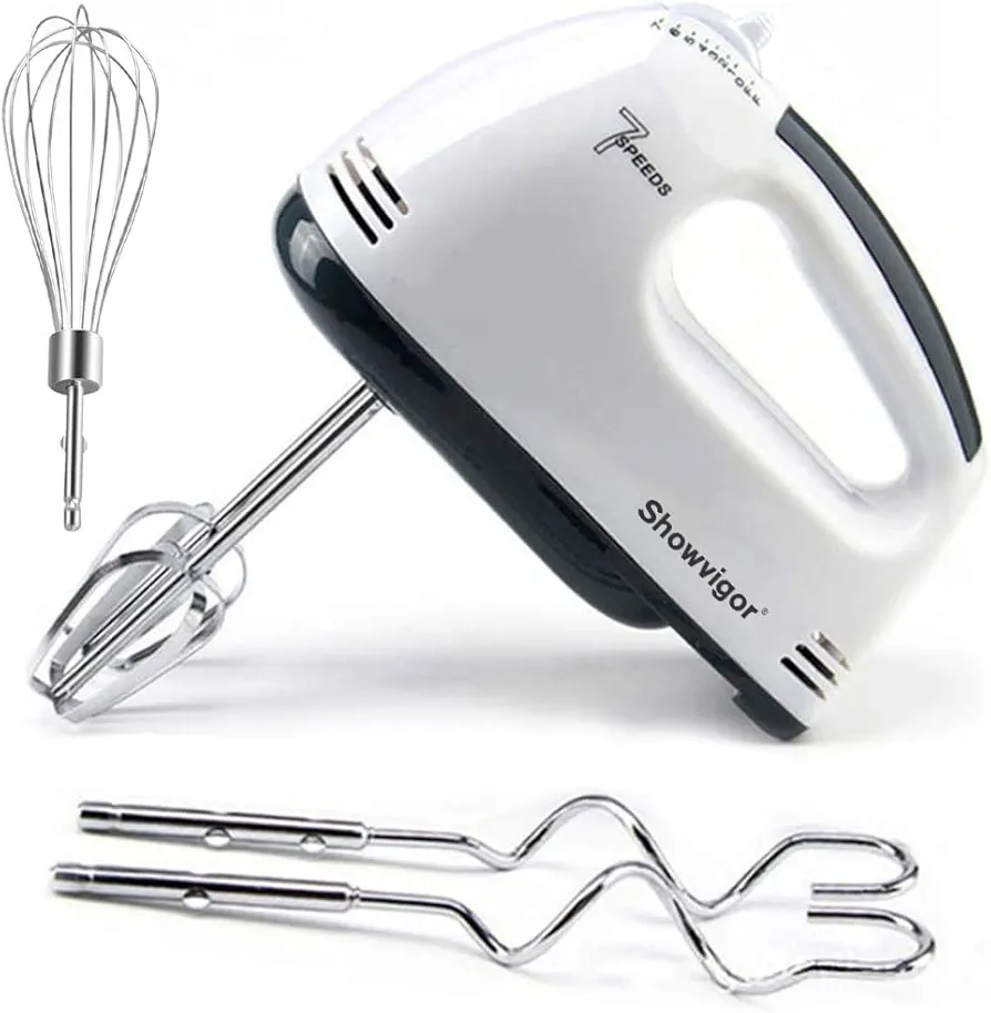 Handmixer Electric Handheld - 7 Speed Portable Kitchen Mixer Electric with 5 Stainless Steel Accessories Whisk, Food Beater for Whipping Mixing Cookies Cakes Eggs Dough