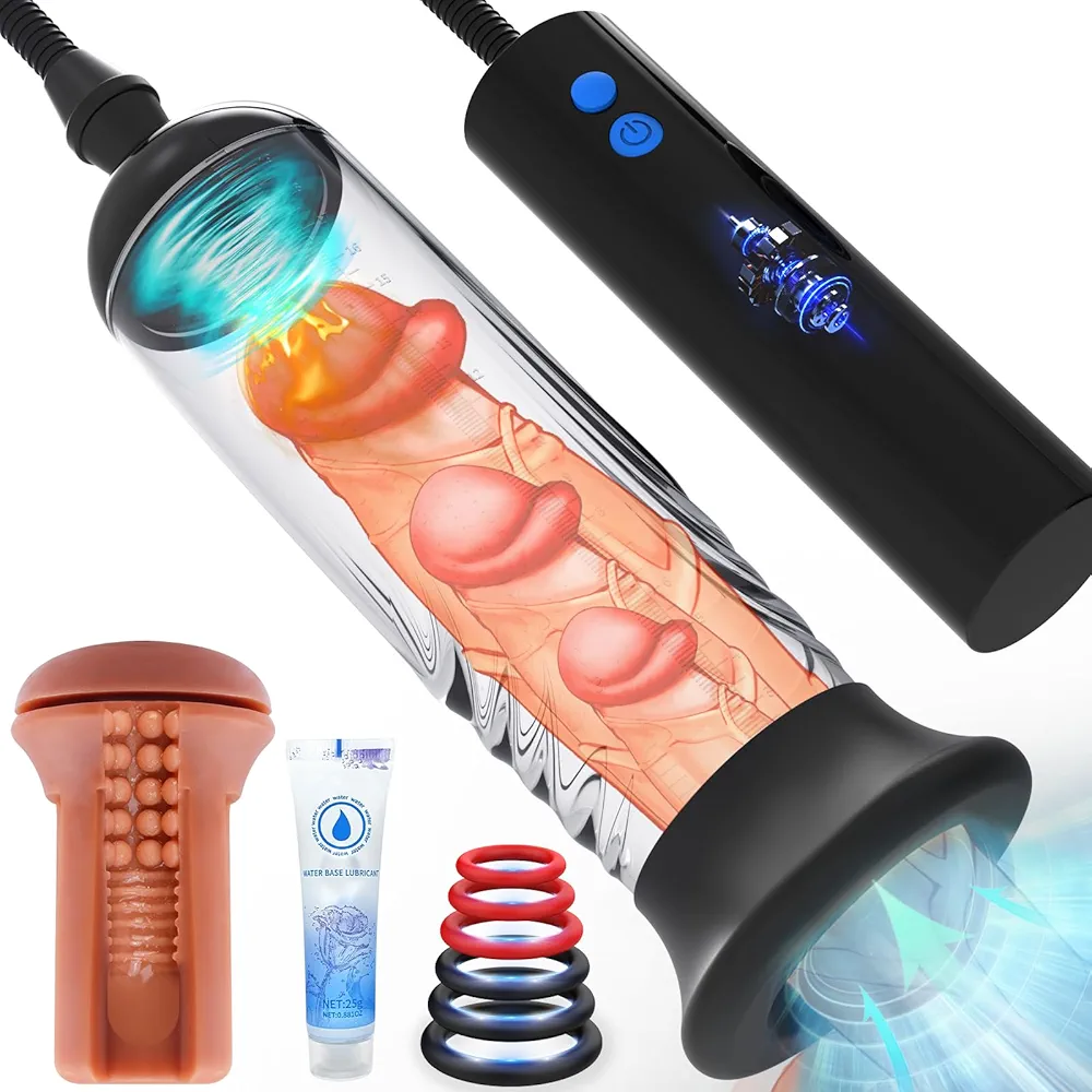 Automatic Penis Enlargement Pump for Men Erection with 3 Intensities, Male Adult Sex Toys Vacuum Sensuality Pump Penis Enlargers & Enhancer Device with a Vagina Pussy Stroker for Men Masturbation