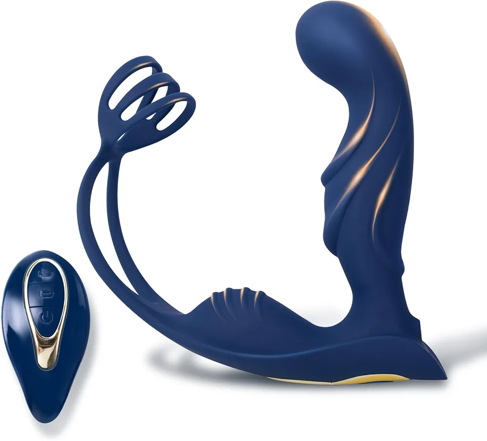 Prostate Massager Men Sex Toy - Male Masturbator Vibrating Butt Plug Anal Plug Vibrators with 2 Penis Ring 12 Vibrating Modes & Remote Control Cock Ring Dildo Anal Toy Adult Sex Toys for Men Couples