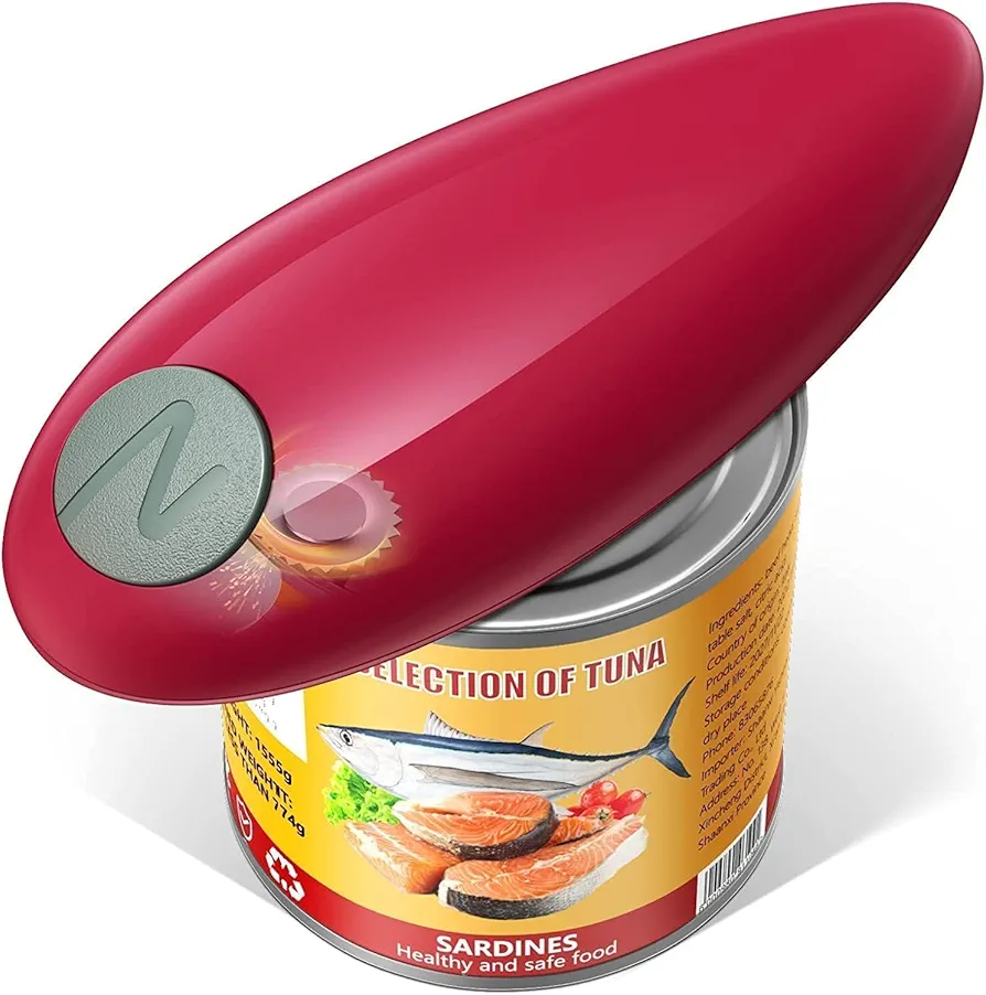 Electric Can Opener, Handheld One Touch Automatic Can Openers with Smooth Edge, Food Safety Battery Operated Can Opener for All Can Sizes, Kitchen Gadget for Seniors, Arthritis