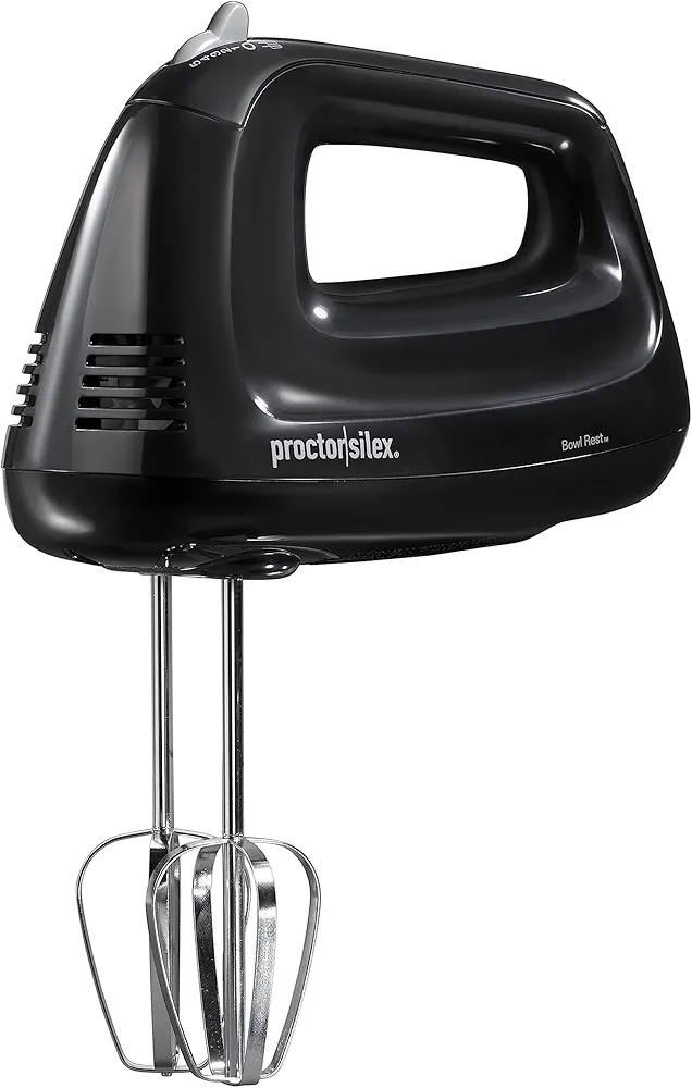 Proctor Silex Easy Mix 5-Speed Electric Hand Mixer with Bowl Rest, Compact and Lightweight, 100 Watts of Peak Power, Black (62511)