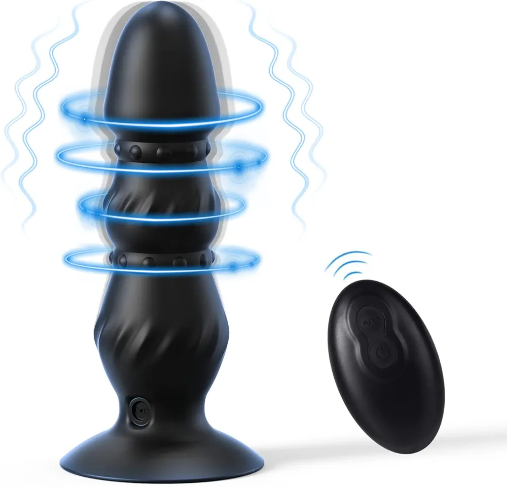 Anal Butt Plug Vibrator Sex Toys for Men, Remote Control 10 Vibrating Modes Silicone Prostate Massager Anal Trainer Adult Sex Toys & Games with Suction Cup for Couples, Men, Women, and Beginner Black