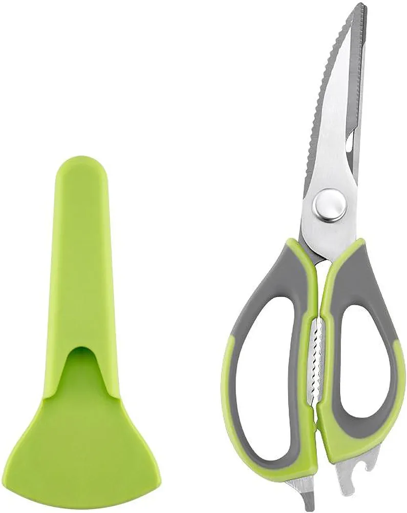 Scissors All Purpose Heavy Duty,Magnetic Sheath Holder For Fridge,Stainless Steel Removable Blade,Kitchen Shears For Food,Skinning