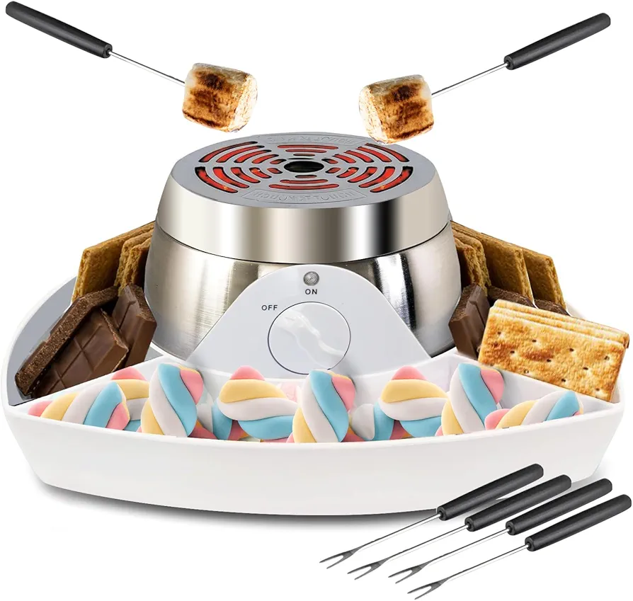 Smores Maker Tabletop Indoor Kit, Indoor Smore Maker Smores Kit Flameless Electric S'mores Maker, Tabletop Smores Maker,Movie Night Supplies Housewarming Christmas Gifts, 120V