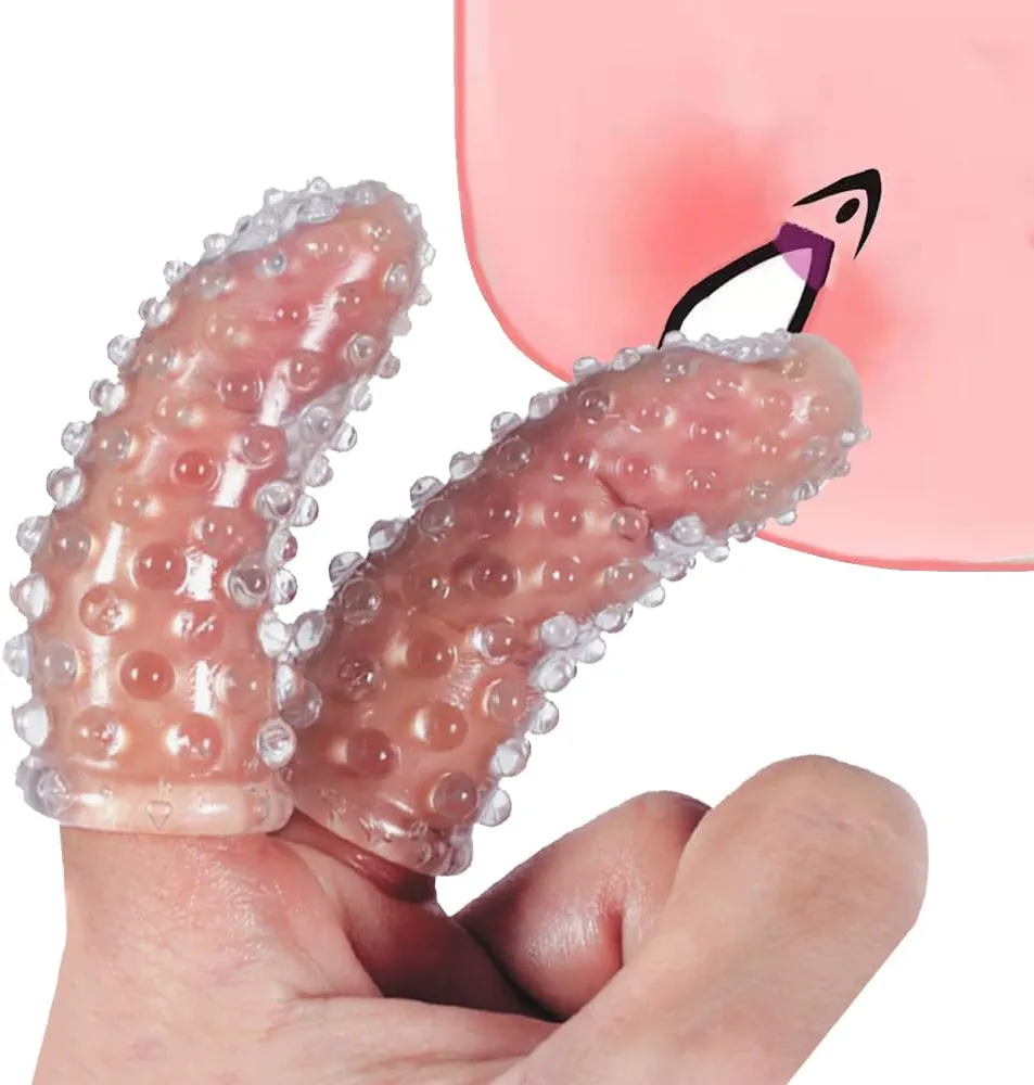 2Pcs Adult Finger Vibrator Accessories, Finger Sleeve Vagina Clitoral Nipple G-Spot Stimulator Anal Sex Toys for Adult Women Men Couples