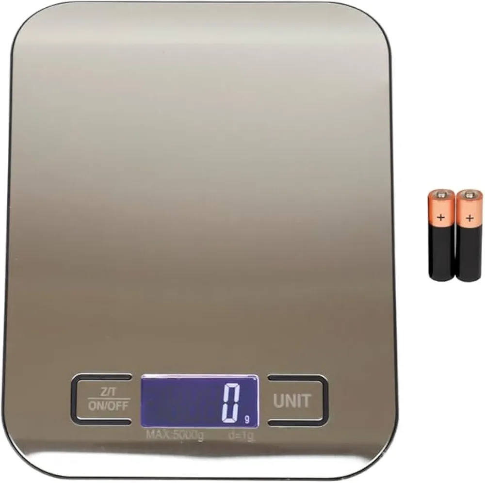 BUY IN WEB USA Food Scale, Stainless Steel Digital Kitchen Scale, Food Weight Scale Grams and Ounces, Kitchen Scale for Food, Dieting, Baking, and Cooking, 11lbs Capacity, LCD Display, Tare Function