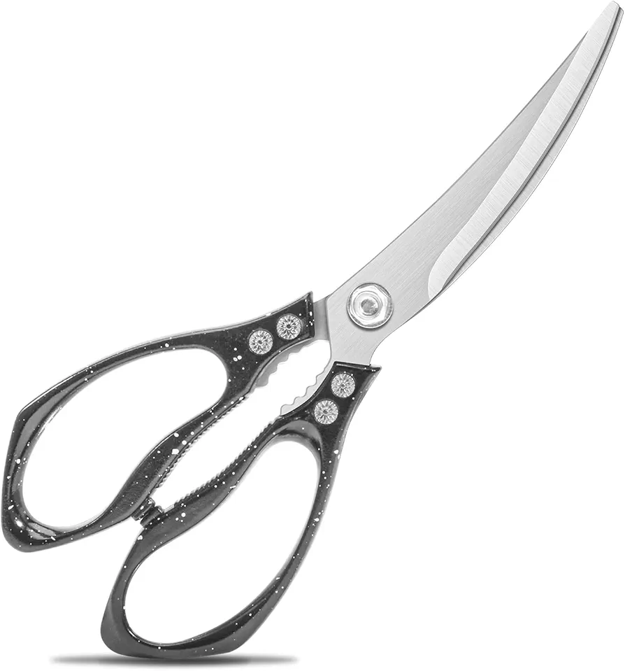 Kitchen Scissors, Stainless Steel Dishwasher Safe Heavy Duty Kitchen Scissors for All Purpose, Kitchen shears for Poultry/Chicken/Rib/Meat/BBQ/Barbecue - Black