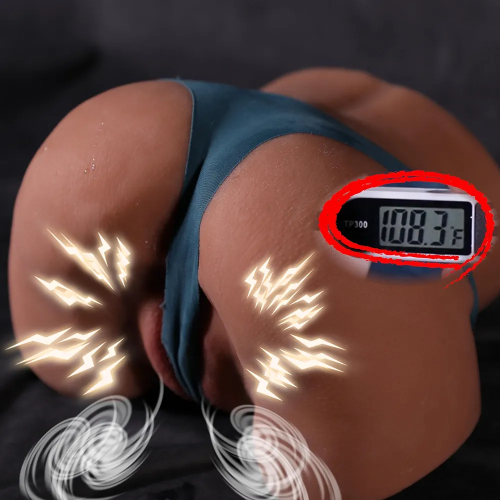 Heating 10 Vibration 6 Sucking 4 Voices Brown Automatic Sex Dolls Male Masturbators 6.7LB Butt Realistic 3D Lifelike Pocket Pussy Ass for Mens Adult Sex Doll Toys Hands Free Male Stroker