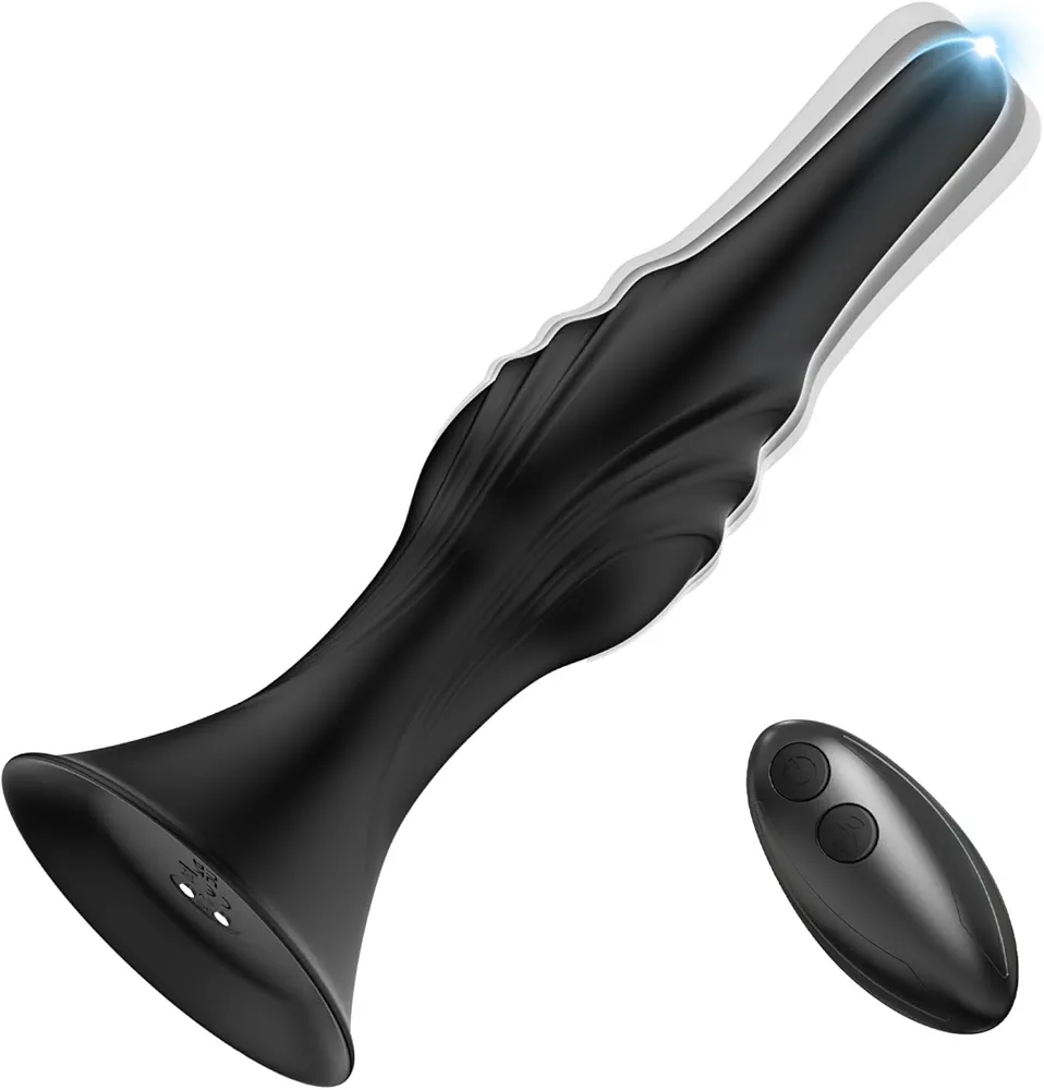 Prostate Massager Anal sex toy - Prostate Vibrator Remote Control with 9 Vibration Modes - Vibrating Anal Plug Realistic and Soft Silicone Prostate Massage - Strong Suction Cup Hands-Free Play