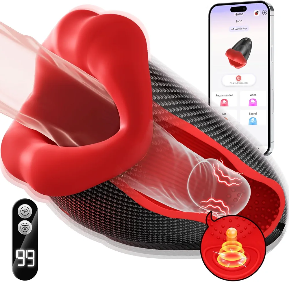 Male Sex Toys for Men - Male Masturbator Deep Throat-Mouth 360° Wrapped 9 Tapping & Vibrating Male Vibrator Penis Pump APP Control LCD Mens Sex Machine Stroker Jiworb Adult Sex Toys & Game