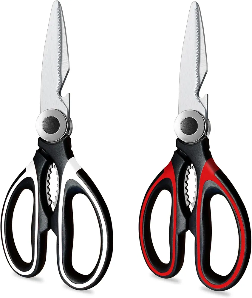 Kitchen Scissors 2 Pack Kitchen Shears All Purpose Heavy Duty Dishwasher Safe Multipurpose Utility Sharp Scissors for Food, Meat, poultry, Vegetable