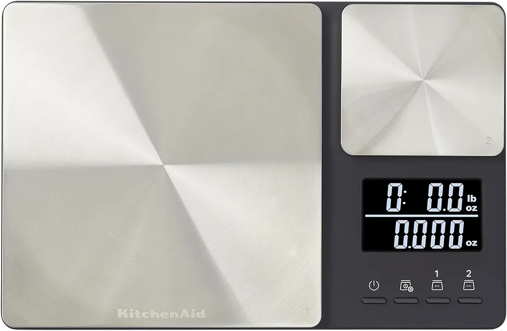 KitchenAid KQ909 Dual Platform Digital Kitchen and Food Scale, 11 pound capacity and Precision 16oz capacity, Black with Stainless Steel