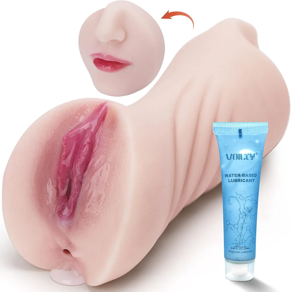 3 in 1 Male Masturbator, Realistic Sex Doll Male Masturbation Cup with 3D Textured Interior, Strong Suction Vagina Oral Anal Sex Stroker, Pocket Pussy Blowjob Pleasure Adult Sex Toys for Men