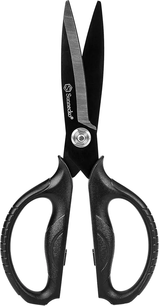 Sunnecko Kitchen Scissors All Purpose Heavy Duty Scissors Titanium Coated, Food Scissors Dishwasher Safe, Micro Serrated with Detachable Blades