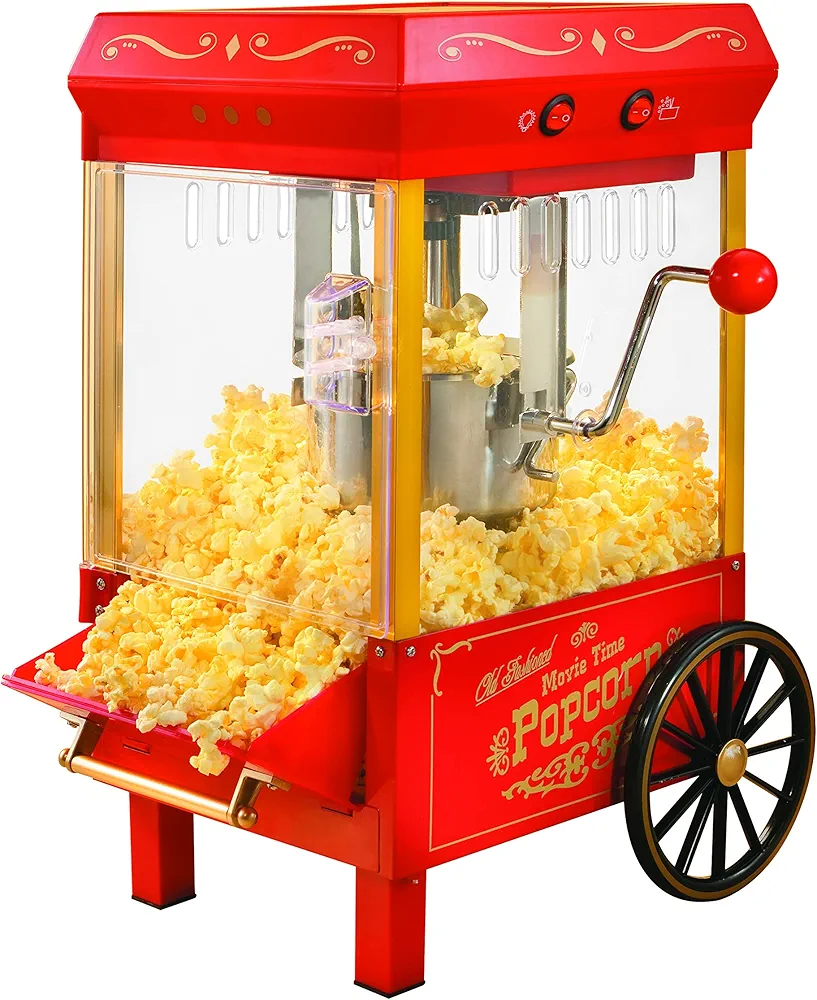 Nostalgia Popcorn Maker Machine - Professional Tabletop With 2.5 Oz Kettle Makes Up to 10 Cups - Vintage Popcorn Machine Movie Theater Style - Red