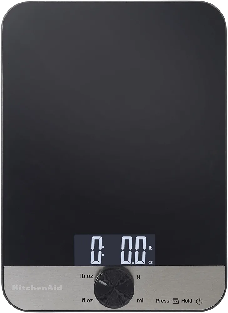 KitchenAid KQ908 Glass Surface 11 Pound Capacity Digital Kitchen and Food Scale, Scale for Food Ounces and Grams, Dry and Liquid Ingredients, Black