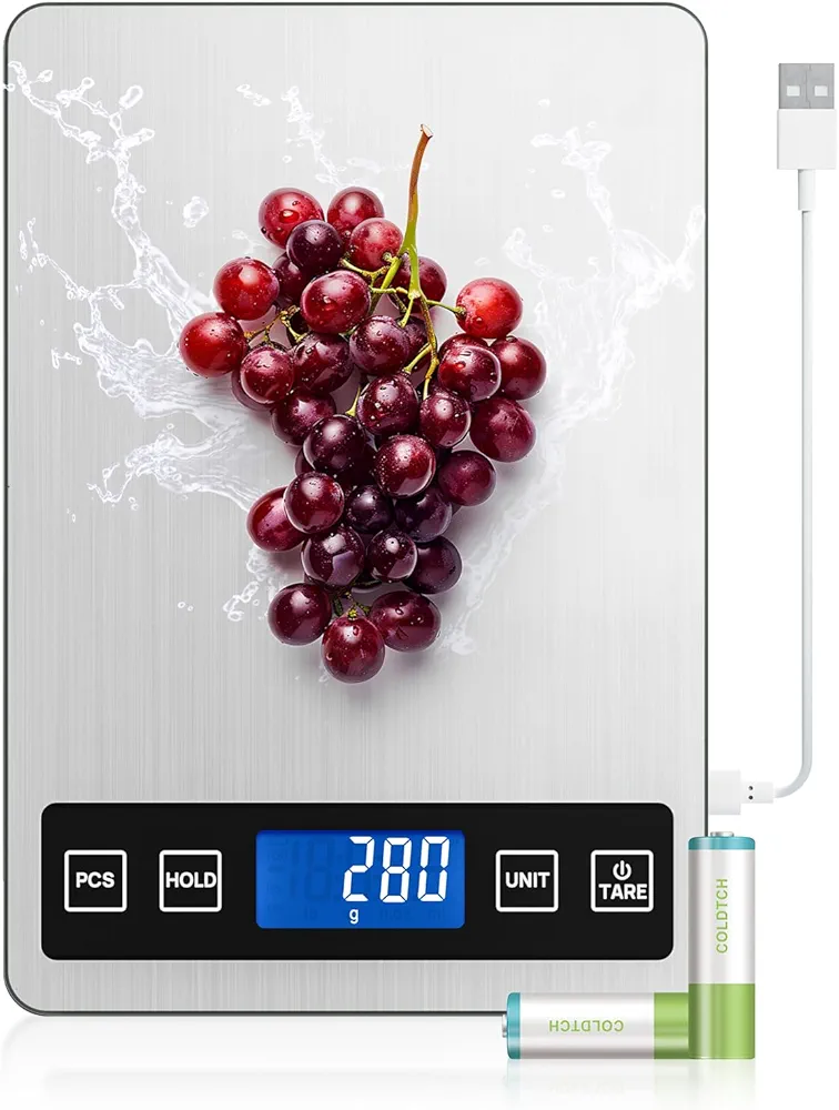 Kitchen Food Scale,Digital Kitchen Scale for Cooking & Baking, 22lb/10kg Weight Grams & Ounces, Rechargeable & High-Precision with Tare and Counting Function