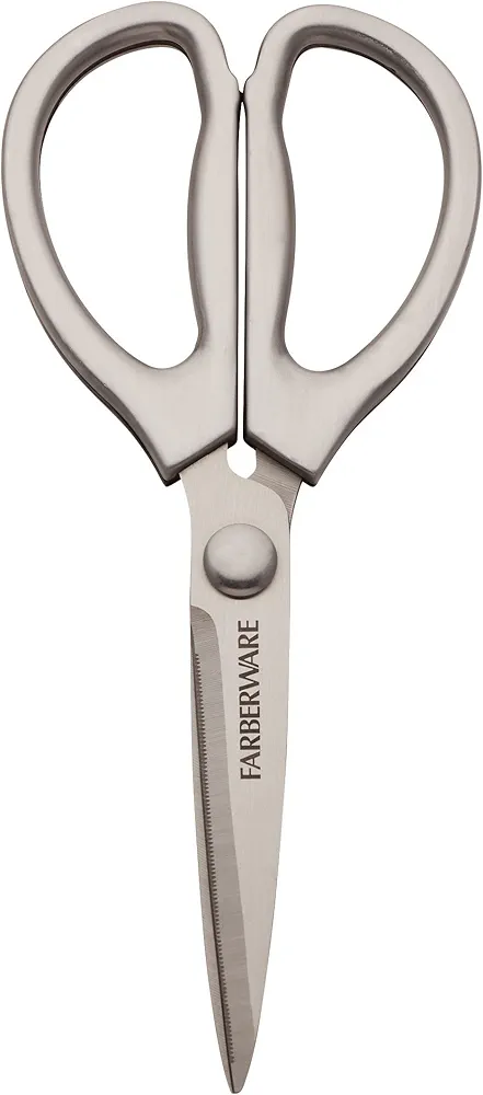 Farberware All Purpose High Carbon Stainless Steel Shears with Contoured Handles, 8.2 x 3.5 x 0.5 inches, Silver