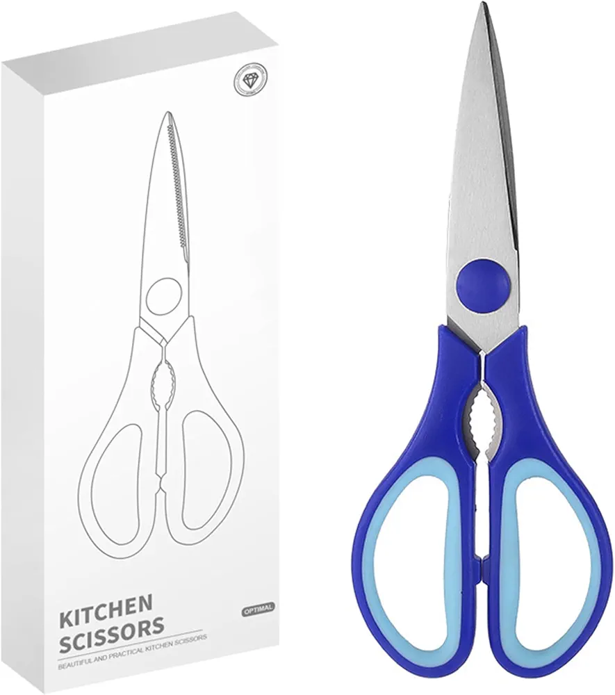 Kitchen Shears, Rkqoa Kitchen Scissors Heavy Duty Cooking Scissors, Dishwasher Safe Scissors Kitchen House Essentials Supplies, Stainless Steel Sharp Utility Shears for Cooking, Camping, Chicken Blue