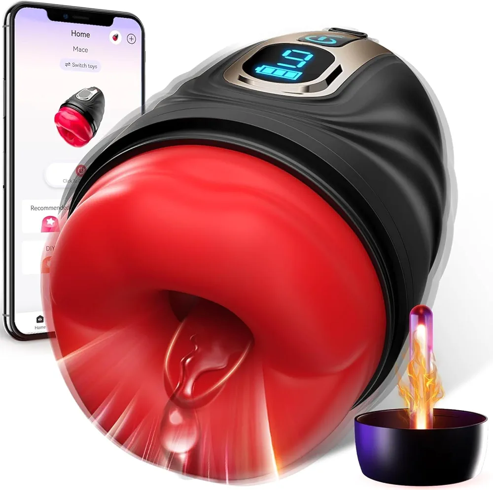 Male Masturbator Sex Toys for Men - SYDOWARDAL Male Vibrator Penis Pump Trainer APP Control, Mouth-Wrapped Penis Vibrator Adult Toys with Heating Rod, LCD, Pocket Pussy Stroker Adult Sex Toys & Games