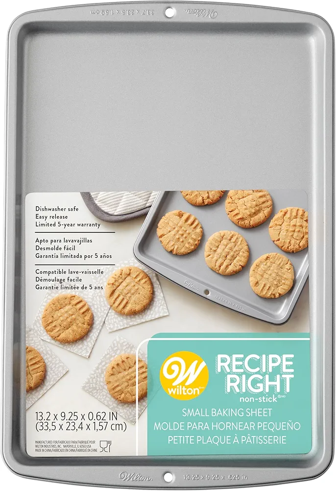 Wilton Recipe Right Small Non-Stick Baking Sheet, Cookie Sheet, 13.2 x 9.25-Inch, Steel