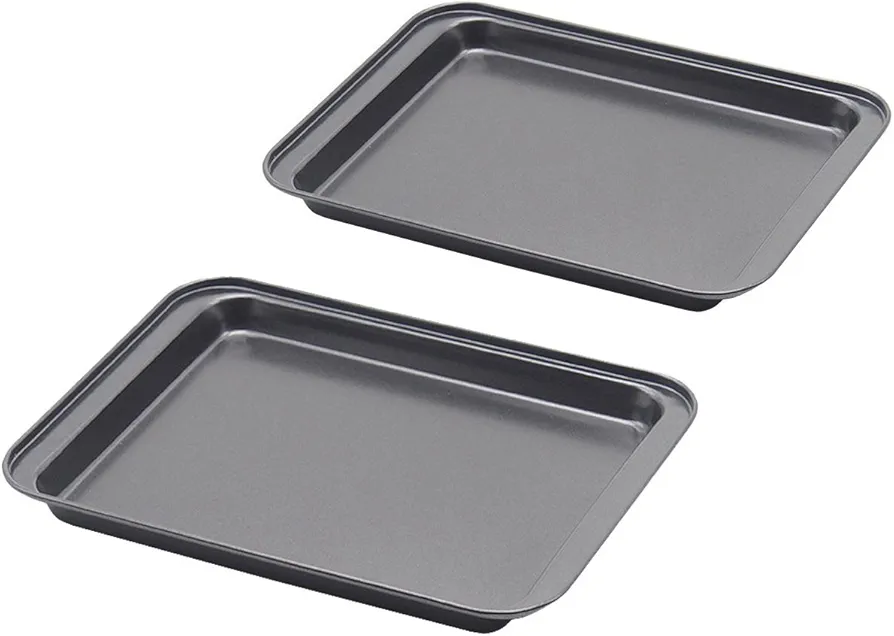 SS&CC Little Small Baking Sheets Nonstick Set of 2 (9.5inch X 7.1inch) 8 Inch Nonstick Baking Toaster Oven Tray Cookie Sheets, 1 or 2 Person Household