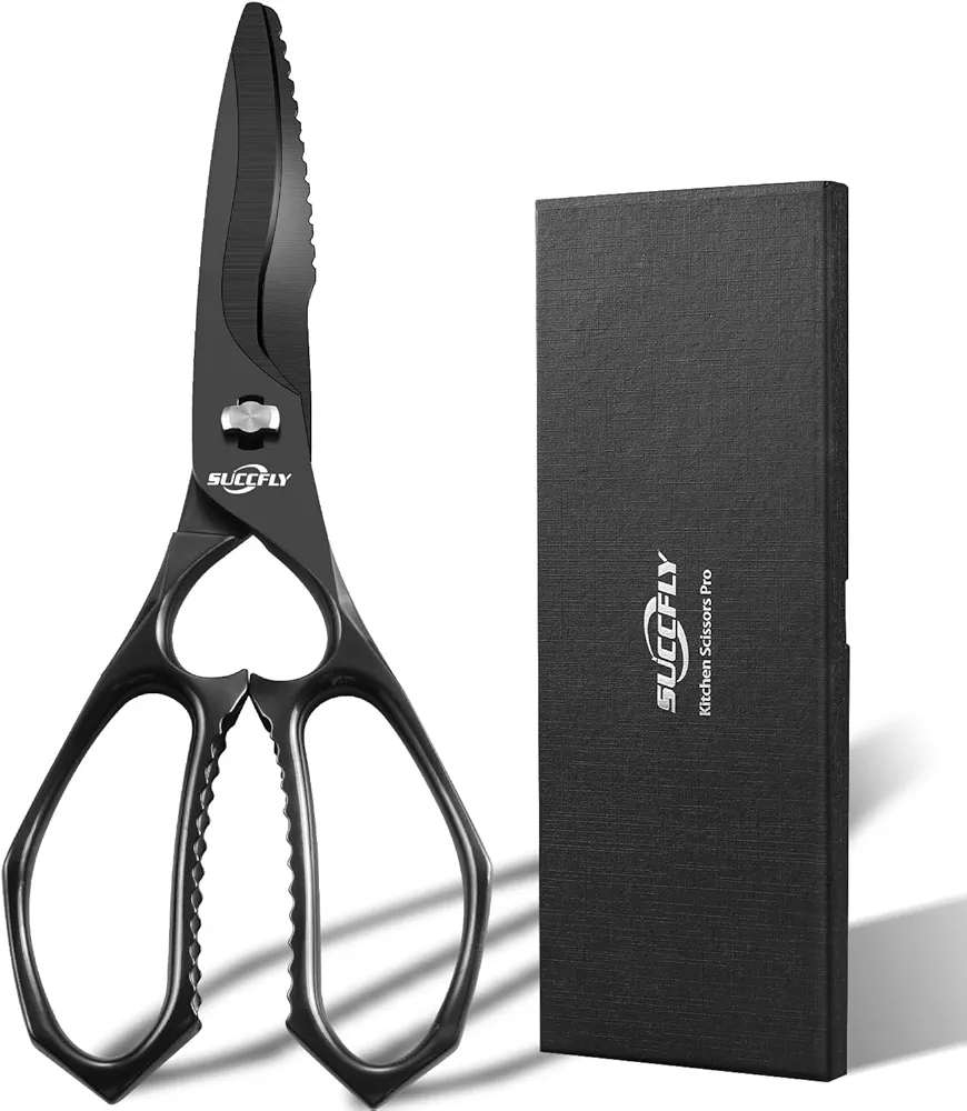 Kitchen Shears Heavy Duty, Premium Kitchen Scissors for Food, Ultra Sharp Detachable Blade, 8.7 Inch Poultry Shears, Black Titanium Plated Anti-Slip Meat Scissors, Ergonomic Cooking Scissors