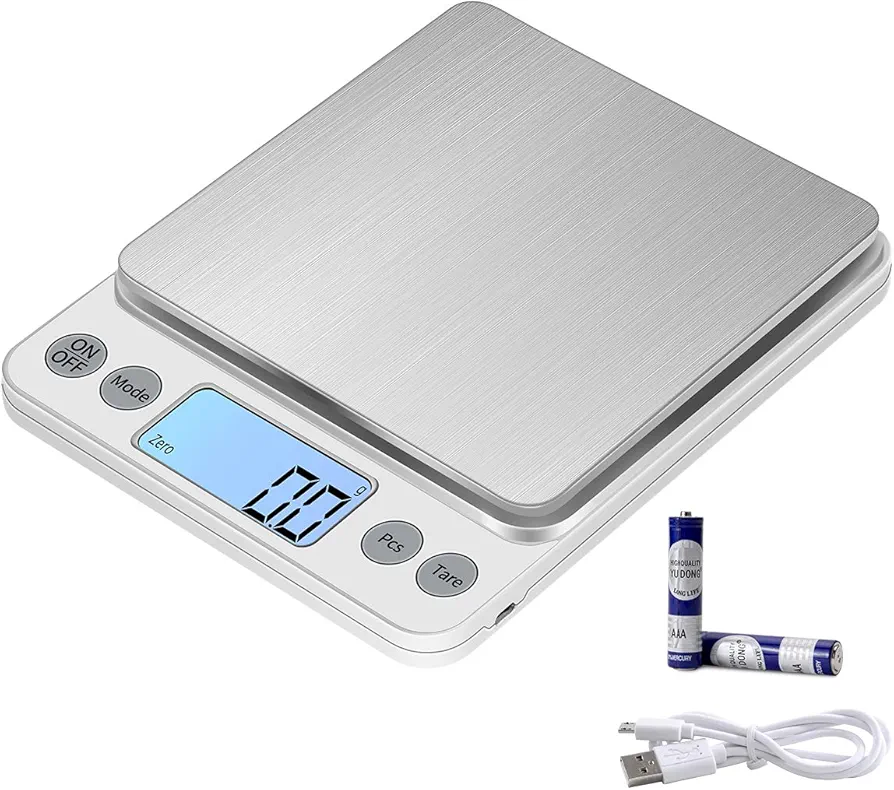 Upgraded Larger Size Digital Food Scale Weight Grams and OZ, 5kg/0.1g Kitchen Scale for Cooking Baking, High Precision Electronic Scale with LCD Display