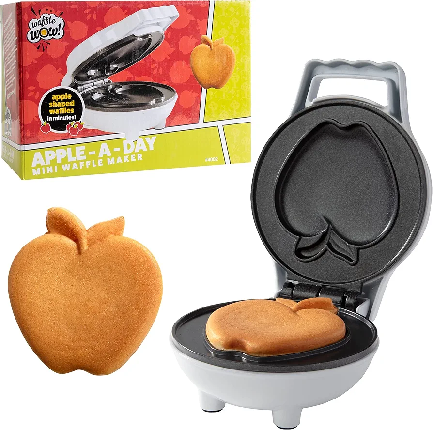 CucinaPro Mini Apple Waffle Maker- Make Breakfast Special for Kids, Adults w Individual 4 Inch Waffler Iron, Electric Non Stick Breakfast Kitchen Appliance, For College Dorms or Fun Xmas Gift