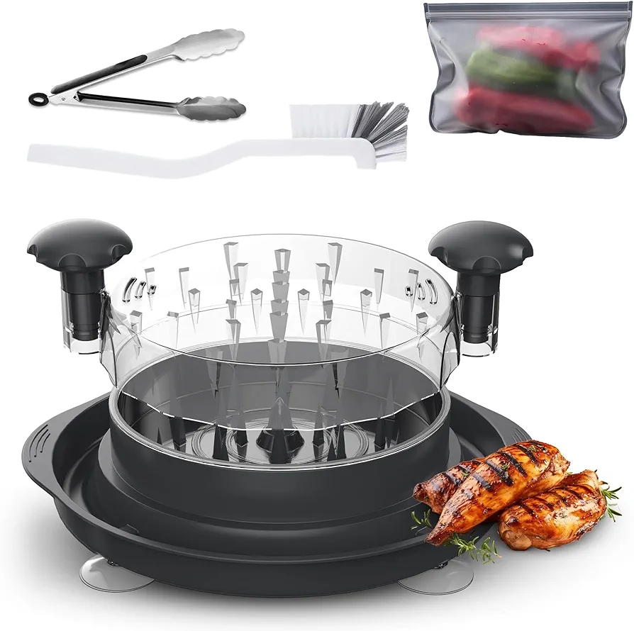 Ultimate Chicken Shredder with Handles - Large Chicken Meat Shredder Tool with Suction Cups, Brush, Tong, and 2 Bags with Ergonomic Handles, Suitable for Beef Chicken, Easy to Clean (Black)