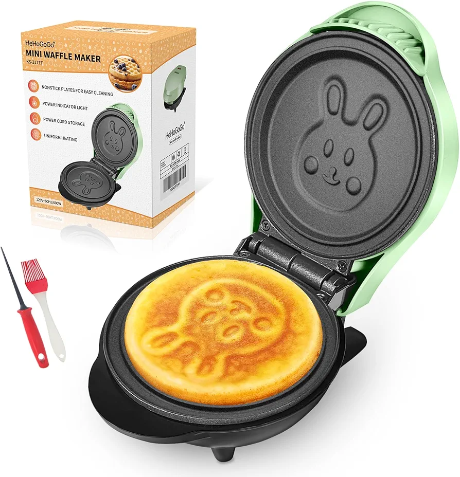 Mini Waffle Maker Electric waffle iron Nonstick Cartoon Rabbit Shape Pan for Kids 600W