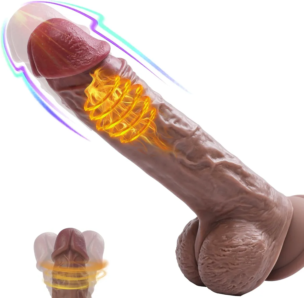 FIDECH Thrusting Vibrator Dildo with Heating - 8.7" Realistic G Spot Vibrators Clitoral Anal Stimulator with 8 Vibrating Modes with Strong Suction Cup Base, Adult Sex Toy & Games for Women Couple