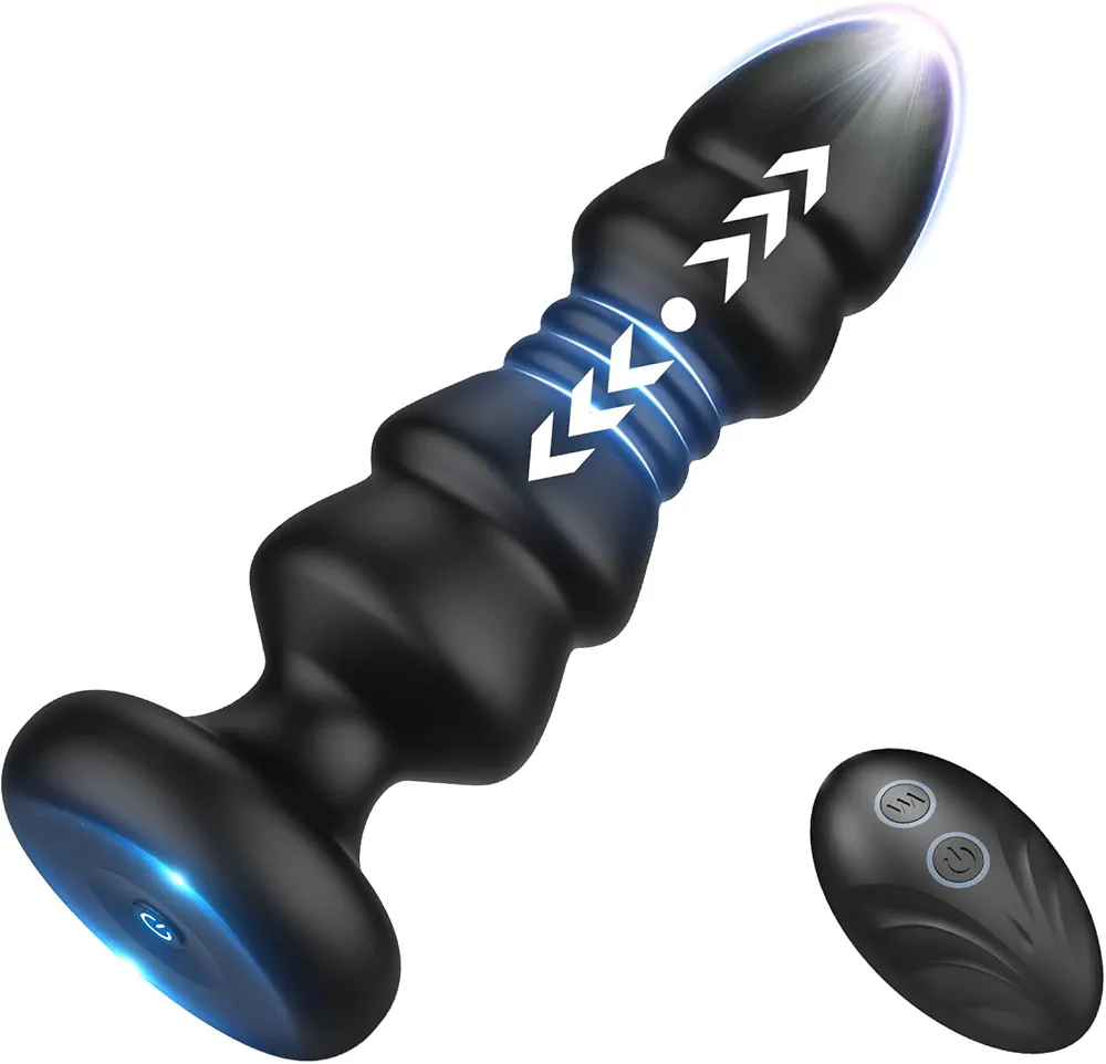 Thrusting Sex Toys Anal Plugs - Anal Toys Sex Toy Remote Control Vibrating Butt Plug G Spot Vibrator, Anal Beads with 5 Vibrating & Thrusting Prostate Massager, Anal Sex Toys for Male and Female