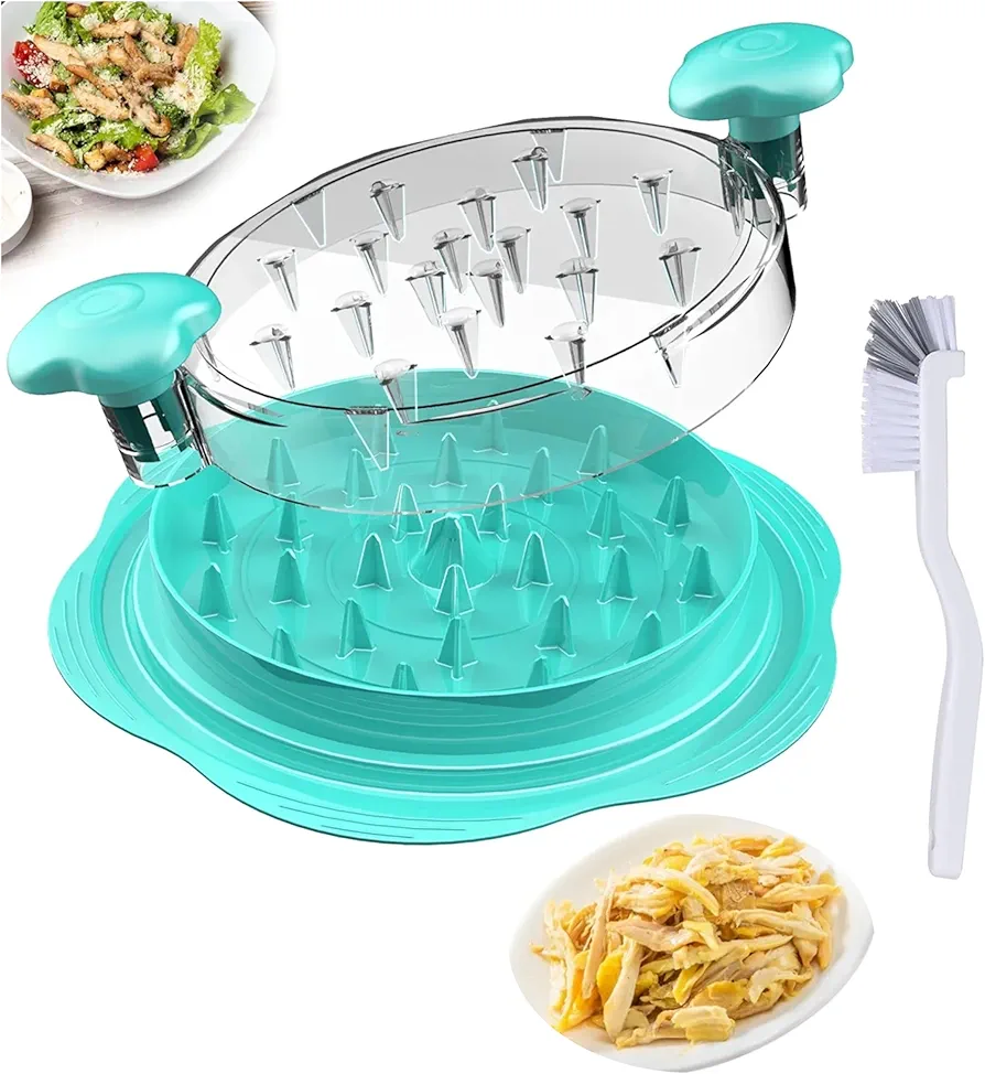 Chicken Shredder, Large Meat Shredder Tool Twist With Cleaning Brush, visible Meat Shredder, Ergonomic Handle (Mint Green)