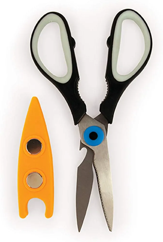 Kikkerland Multi-Purpose Ergonomic Toucan Kitchen Shears Scissors, Black/Orange, Cutting Herbs, Meat Trimming, Kitchen Tool