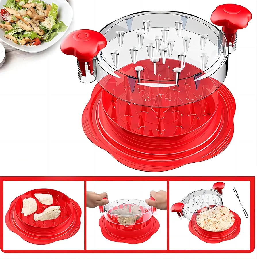 Chicken Shredder Tool Twist,Red Chicken Breast Shredder,Anti-Slip Strip, Ergonomic Handle, Visible Meat Shredder Machine, Large Chicken Breast Shredder Tool,Suitable for Pork Beef Chicken