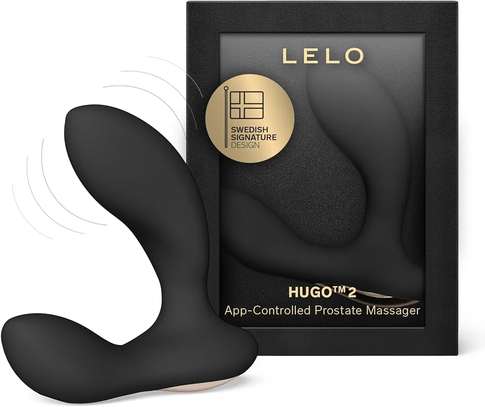 LELO Hugo 2 Prostate Vibrator is Advanced Male Sex Toy with Bluetooth App, Prostate Massager with 10 Settings, Waterproof & Rechargeable Sex Toys for Men, Black