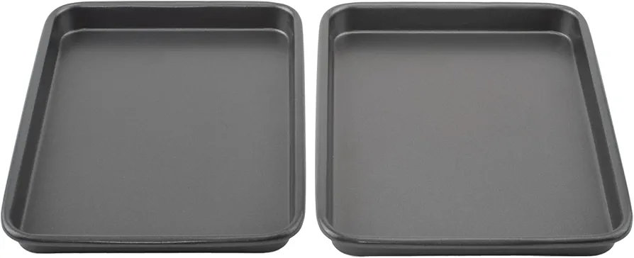 GoodCook Everyday Set of 2 Nonstick Steel 9" x 6.2" Toaster Oven Mini Baking Sheets, Gray