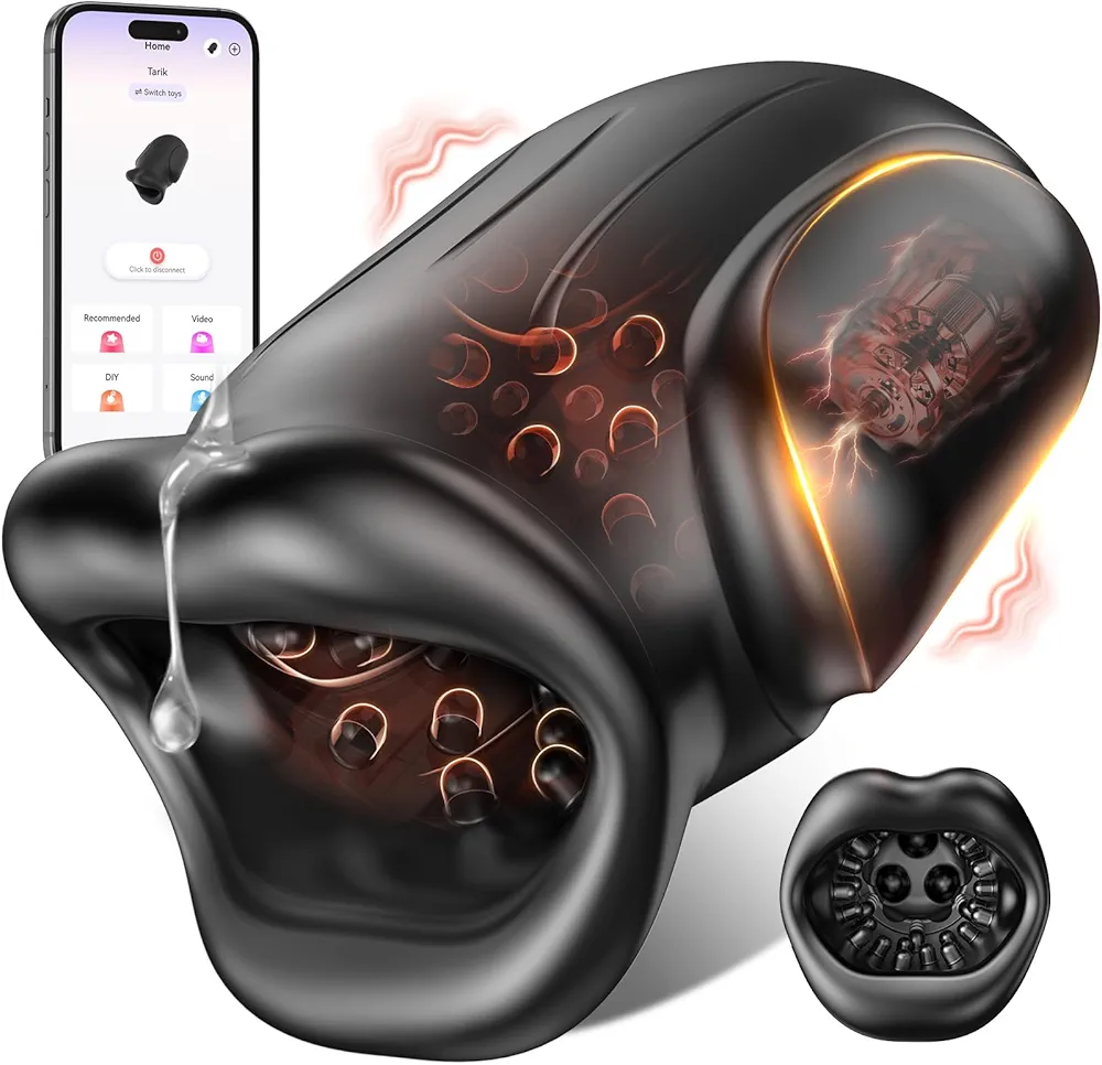 Male Sex Toys for Men - Male Masturbator Penis Vibrator with 10 Vibrating & APP, Mouth Blowjob Male Stroker Trainer Adult Toys for Prolong Endurance, Pocket Pussy Mens Sex Toy Sex Machine