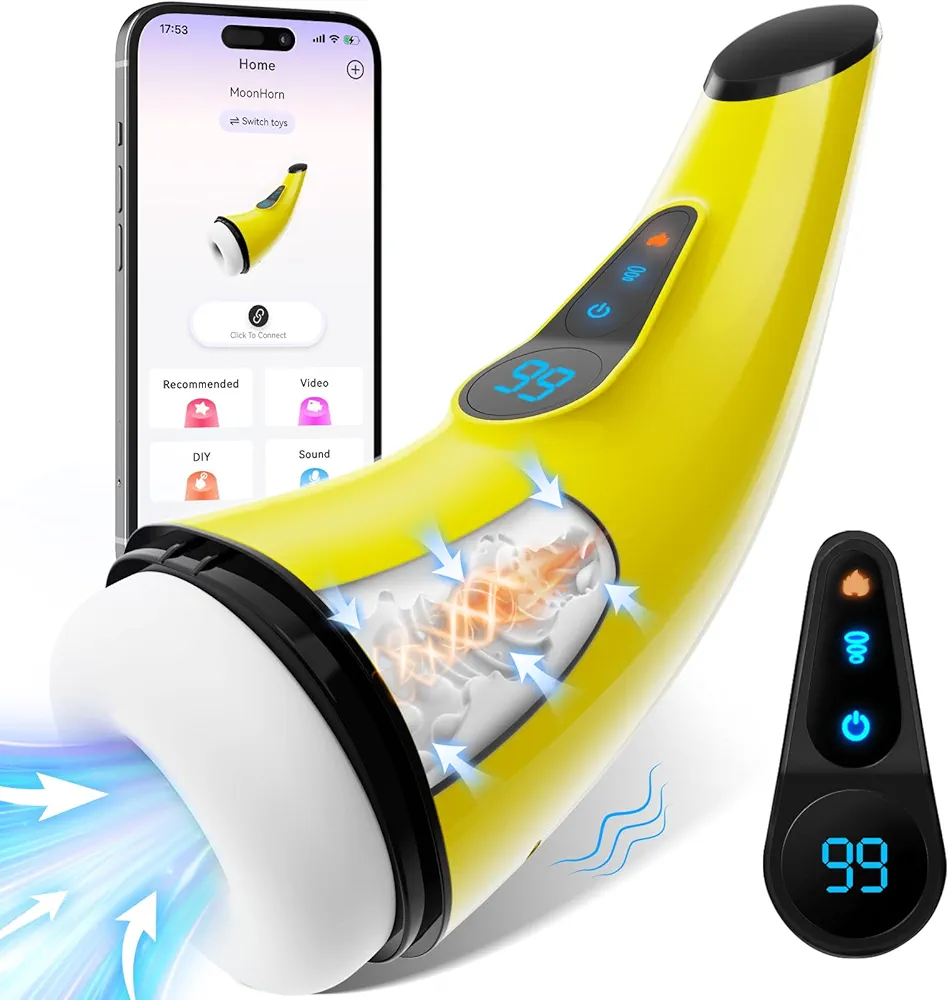 Sex Toys for Men Male Masturbator with APP Control - Adult Blowjob Masturbators Penis Pump with 9 Sucking & Vibrating Modes, 3D Textured Sleeve Heating Mens Toy Stroker, LCD Display Pocket Pussy