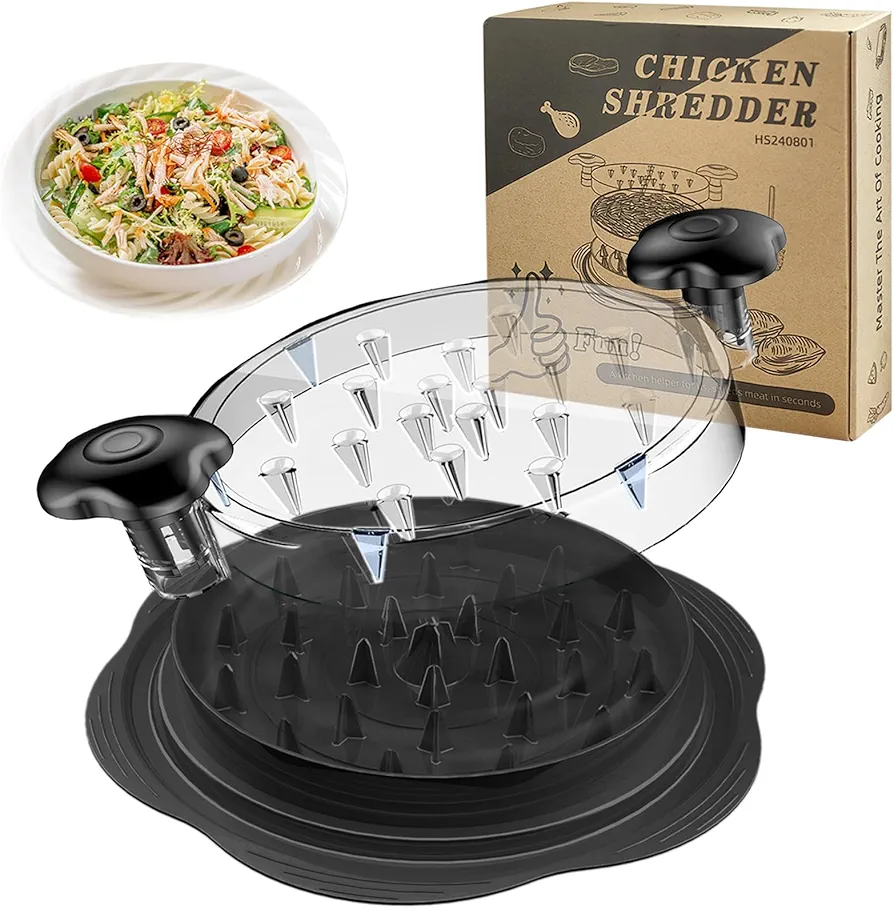 Chicken Shredder Large Chicken Breast Shredder Tool Twist,Meat Shredder, Meat Grinder,Chicken Chopper for Kitchen,Dishwasher-Safe,BPA Free,Anti-Slip Strip,Suitable for Beef Chicken(Black)